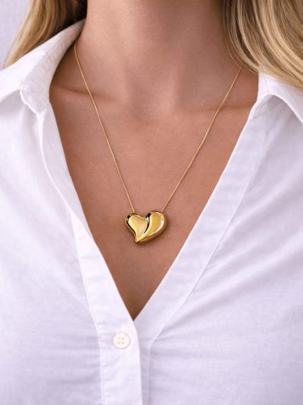 Ατσάλινο Κολιέ με Αλυσίδα και Καρδιά