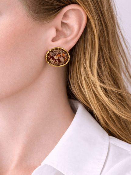 Ατσάλινα Σκουλαρίκια Καφέ