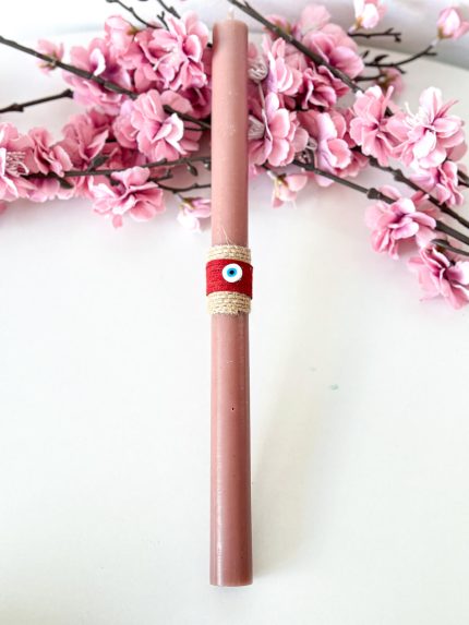 Χειροποίητη Αρωματική Λαμπάδα με Κυλινδρικό Κερί και Μάτι (Μπορντό)