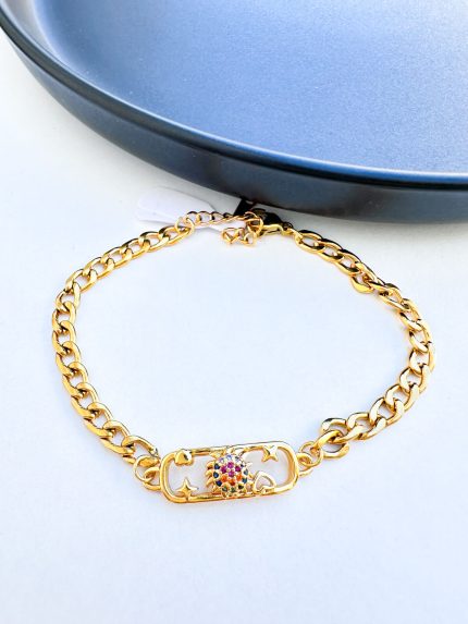 Ατσάλινο Ατσάλινο Βραχιόλι με Αλυσίδα και Ταυτότητα με Κρύσταλλα