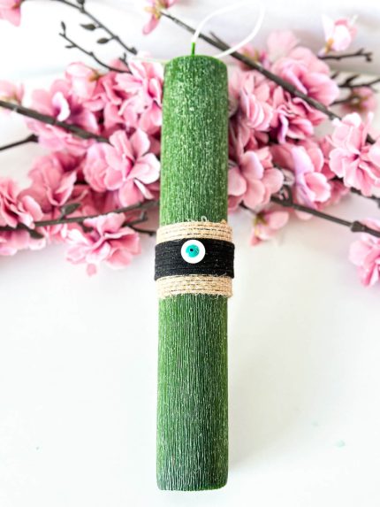 Χειροποίητη Αρωματική Λαμπάδα με Κυλινδρικό Ξυστό Κερί με Μάτι